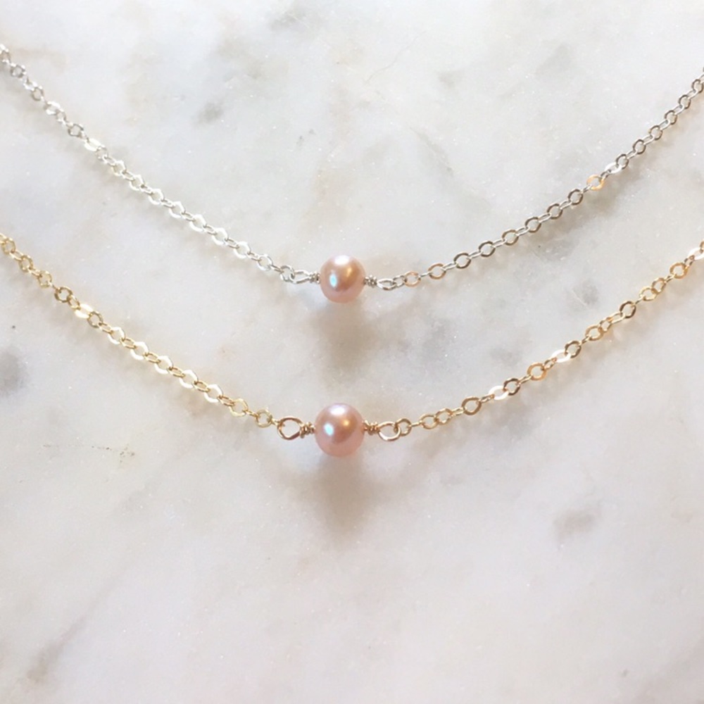 Genuine Freshwater Pink Pearl Necklace Choker
